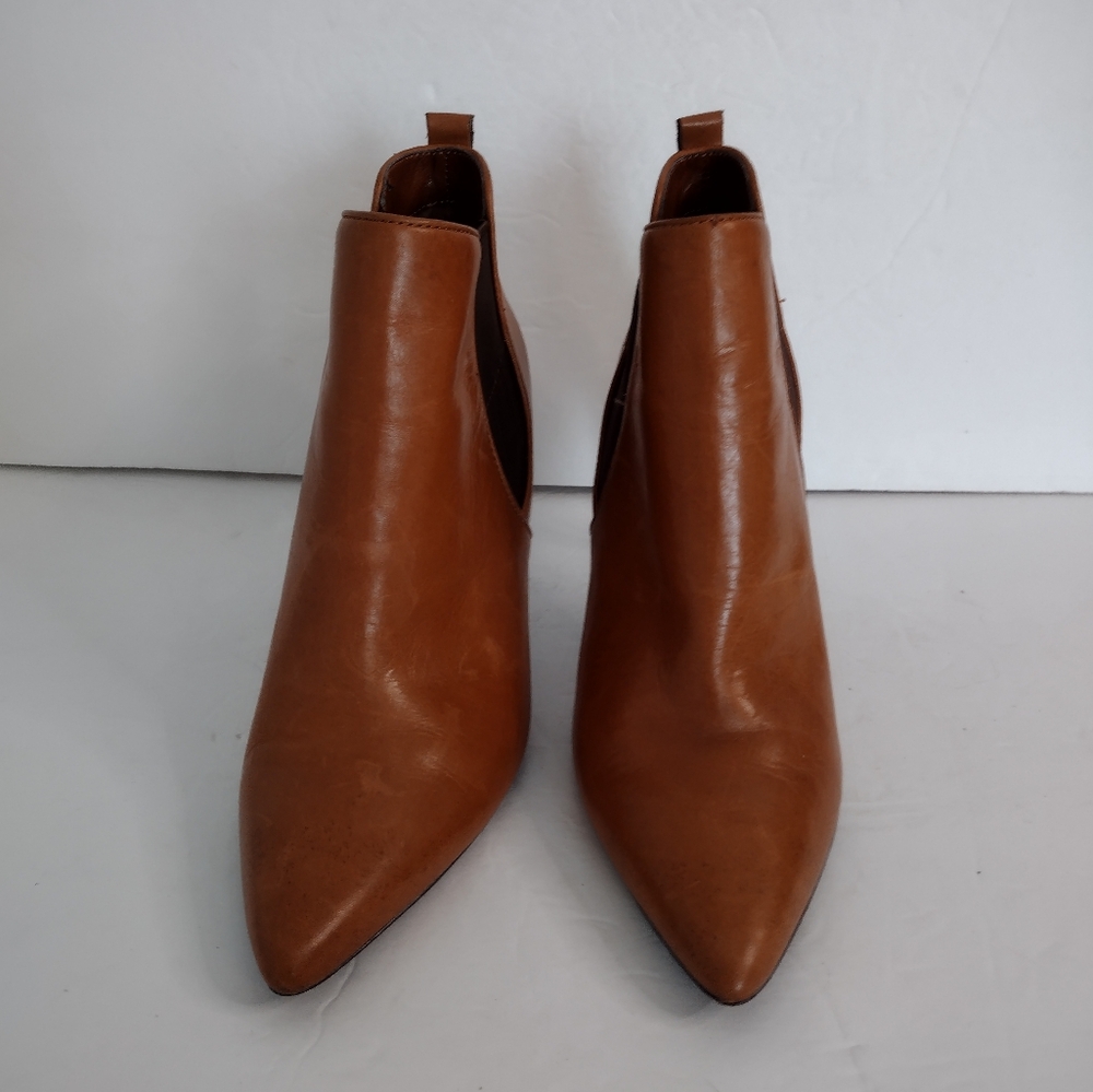 Lauren Ralph Lauren Brown Leather Ankle Booties Boots Size 7 Pointed Toes Preppy - Picture 4 of 7